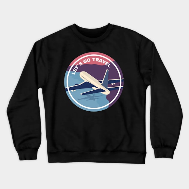 Vintage plane travel. Retro travel badge Crewneck Sweatshirt by VFR Zone